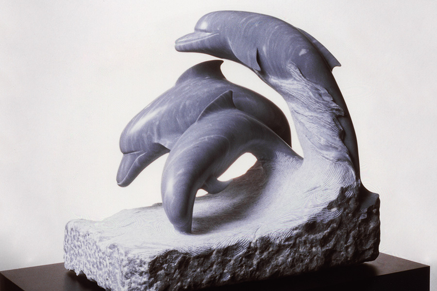 Jania Ashby marble sculpture, Dolphins at Play